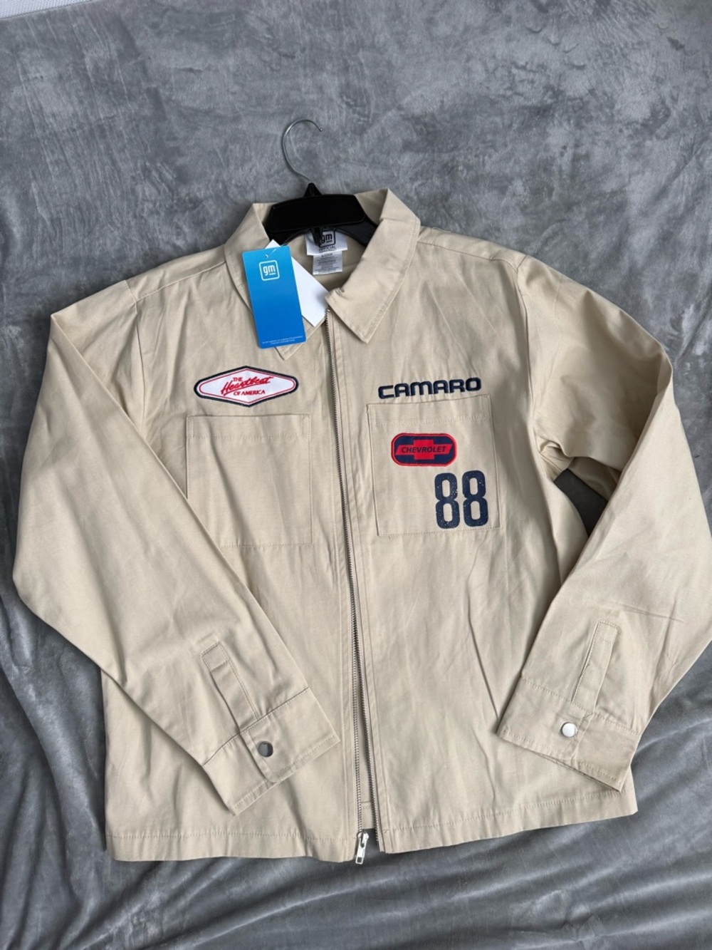 Men’s Beige Racing Jacket - 88 Patch